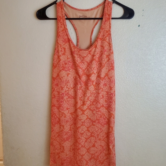 Zella Orange Sleeveless Paisley Racerback Top - Picture 1 of 4